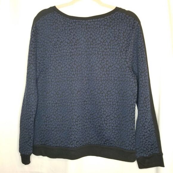 Apt. 9 Blue and Black Racing Stripe Long Sleeve Crew Neck Sweater - Picture 2 of 6